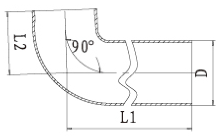 W型90度加長(zhǎng)彎頭結(jié)構(gòu)圖